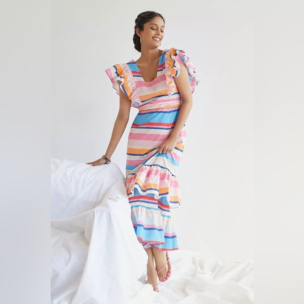 Anthropologie x Plenty by Tracy Reese Ruffle Stripe Dress XS